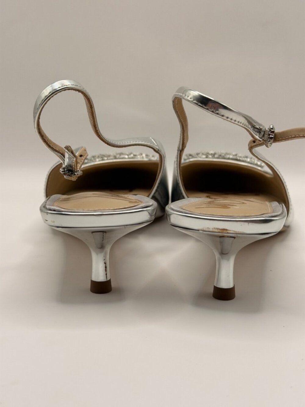 Sam Edelman Womens Kammie Silver Pointy Toe Slingback Pump Heel Sz 8 - Picture 6 of 10